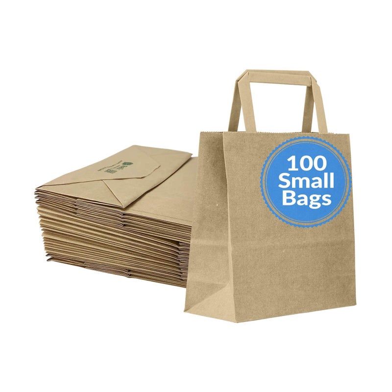 Reli. 100 Pack | 7"x3.15"x8" | Small Brown Paper Bags w/Handles | Kraft Paper Shopping, Brown Kraft Bag for Retail, Merchandise, To Go, Parties - Image 1